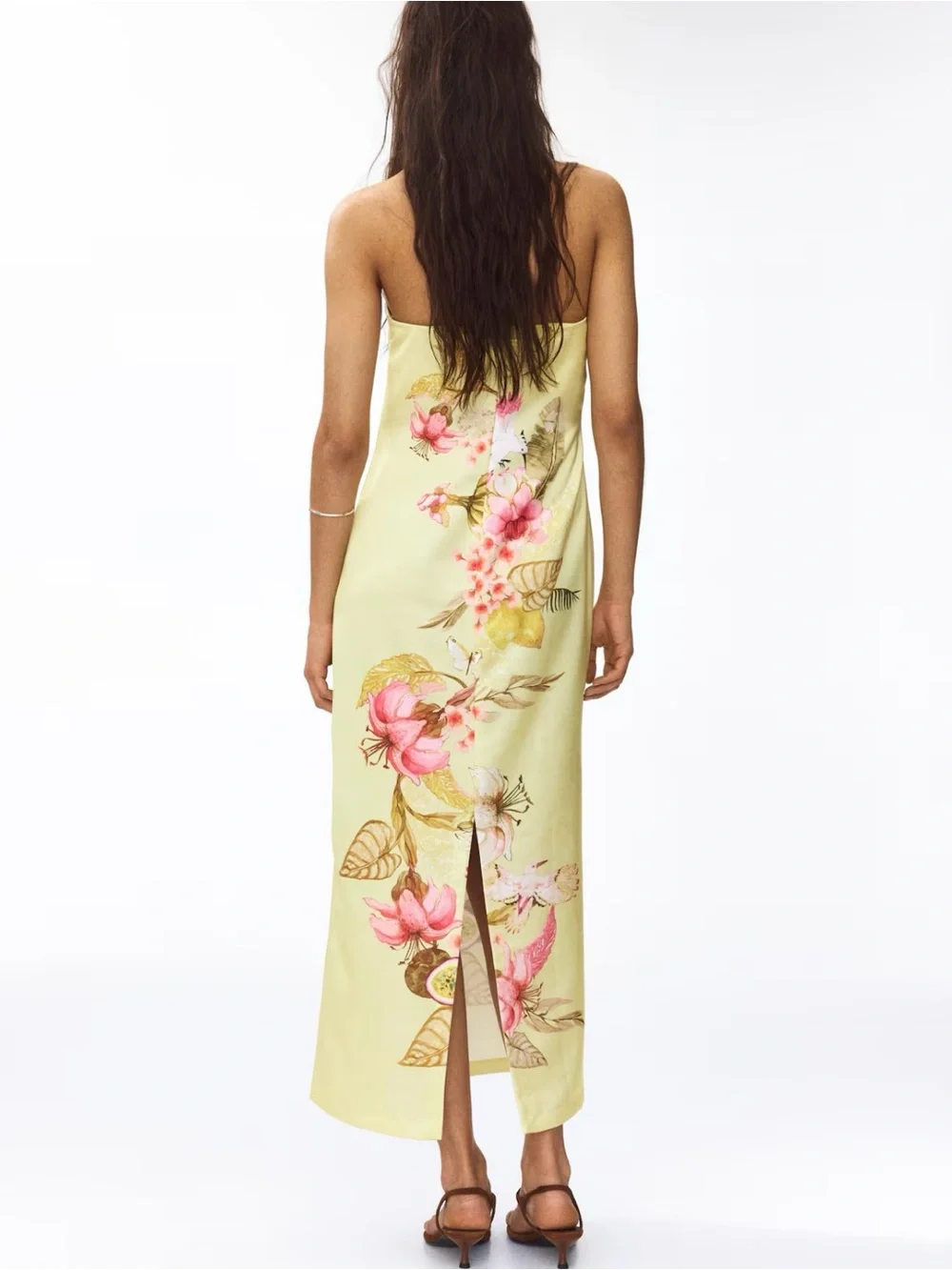 NWT H&M YELLOW FLORAL BANDEAU DRESS SIZE S - Picture 6 of 8